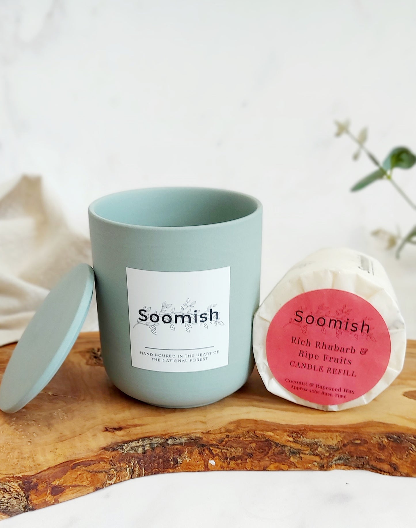 Refillable Candle Pot & Refill - Sage Green
