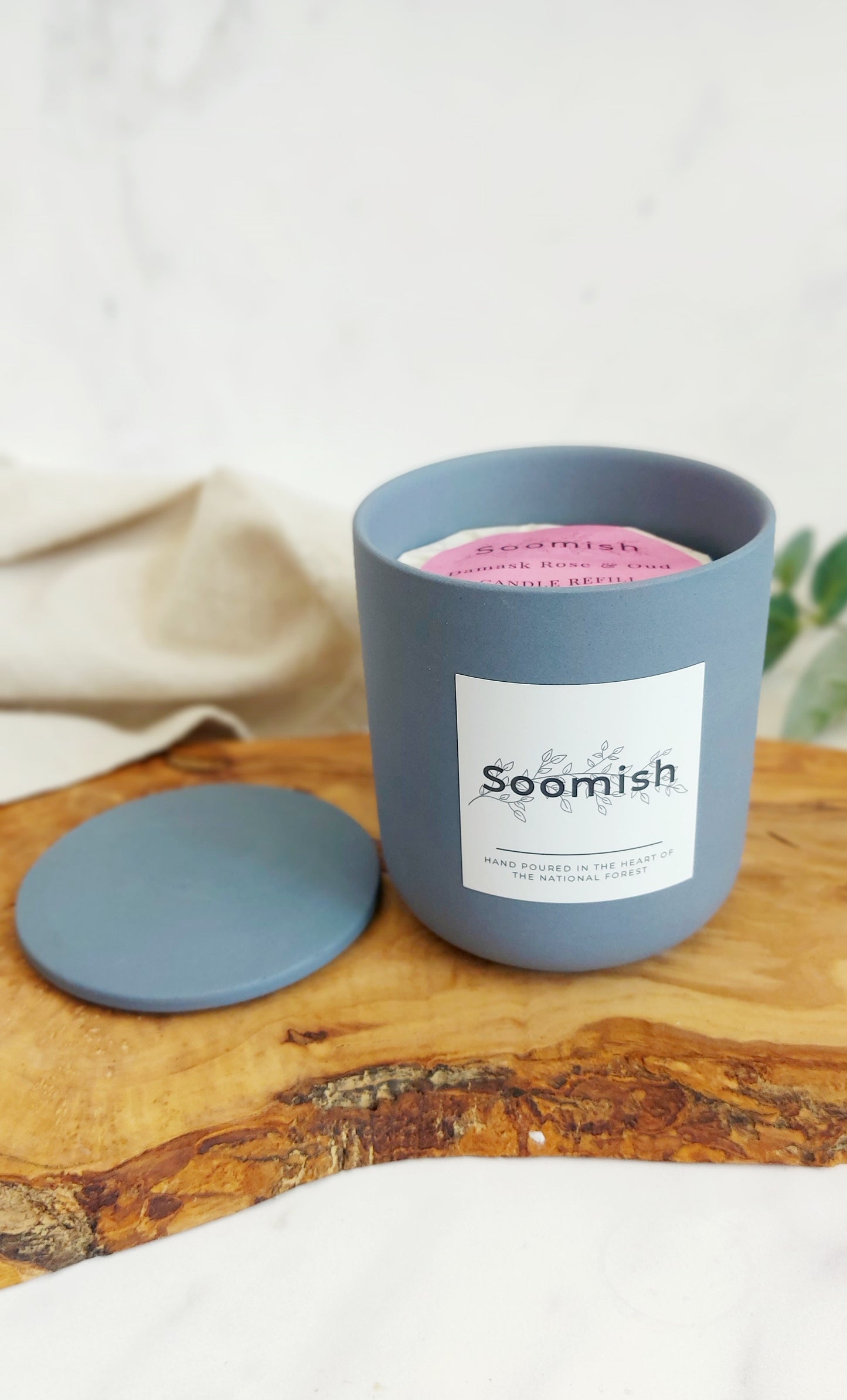 Refillable Candle Pot & Refill - Peacock Blue