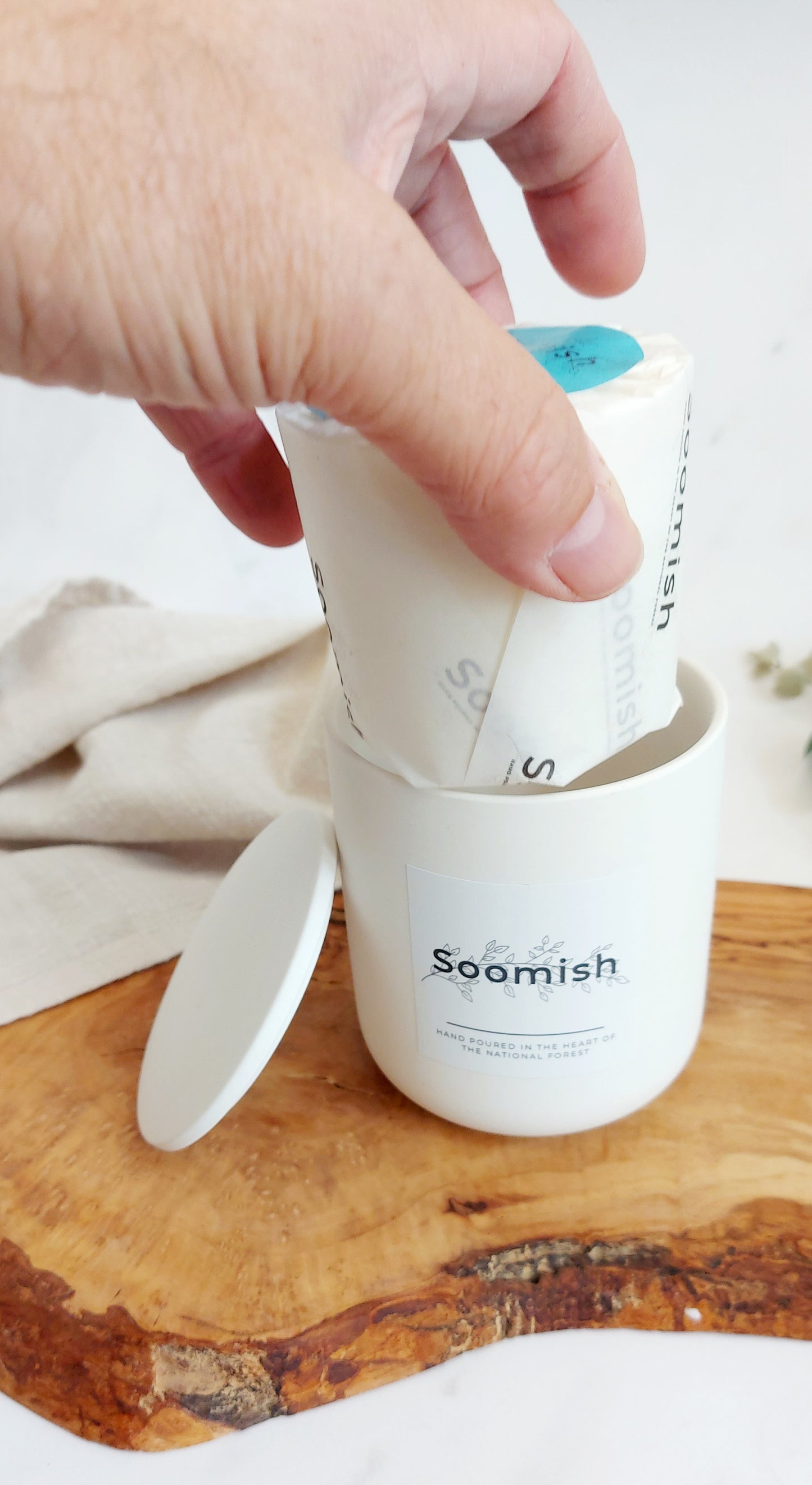 Refillable Candle Pot & Refill - Chalk White