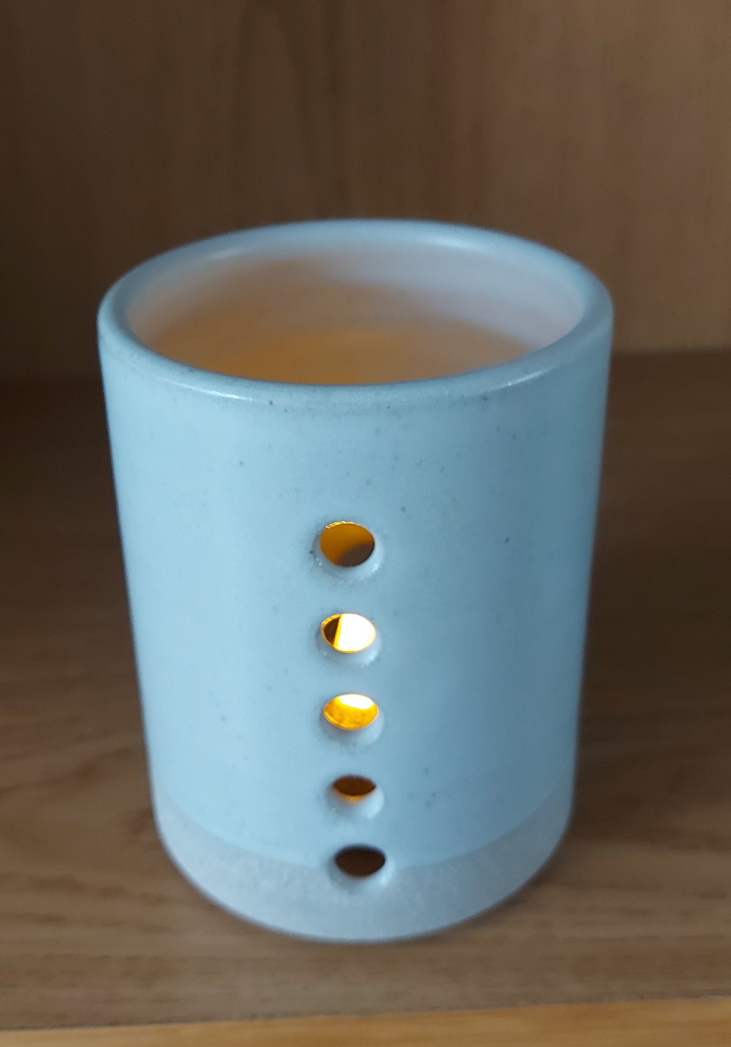 Hand thrown Pottery Tealight Holder - Grey Mist - SUPER SECONDS FESTIVAL 2025