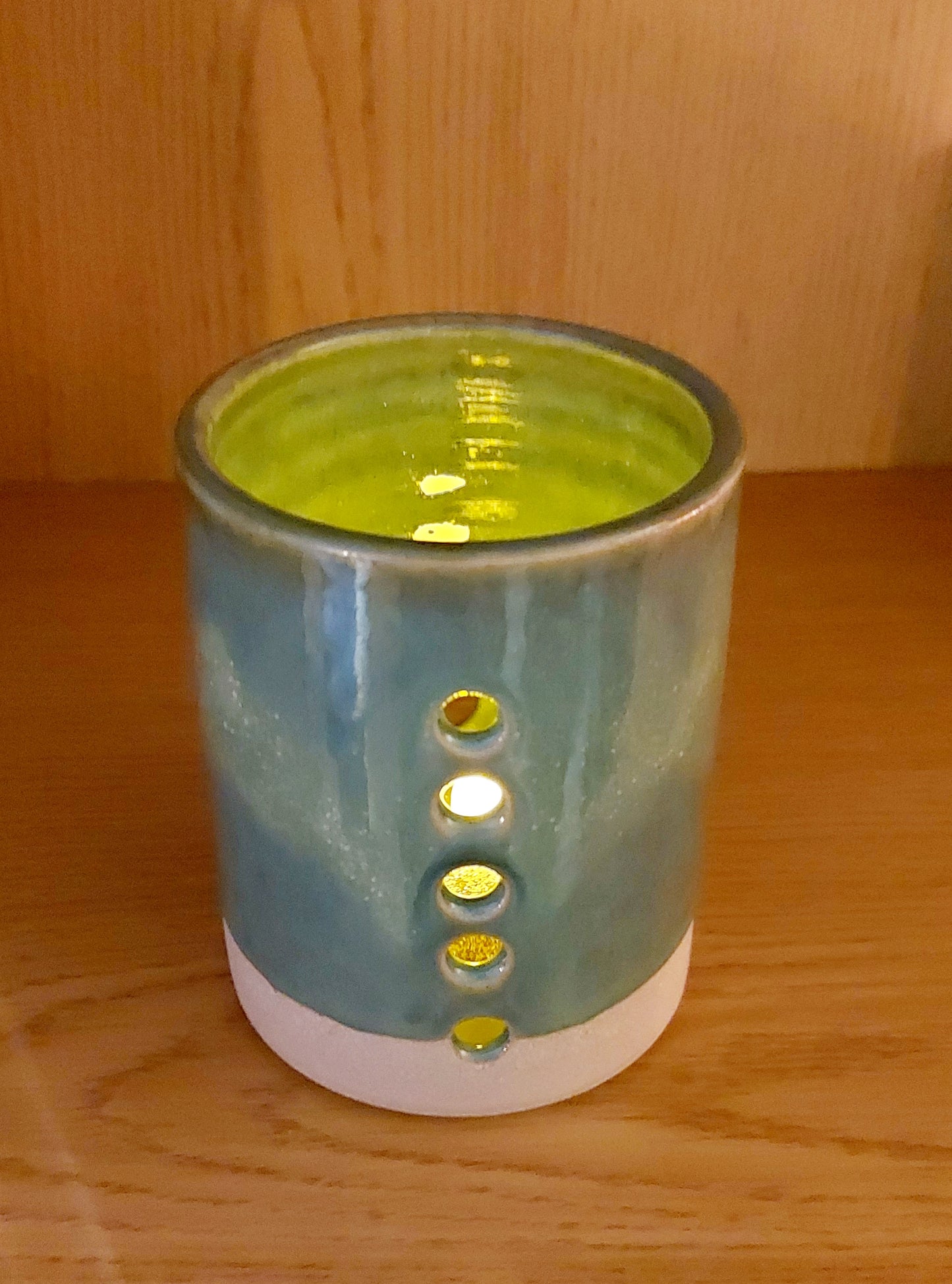Hand thrown Pottery Tealight Holder - Marine Green - SUPER SECONDS FESTIVAL 2025