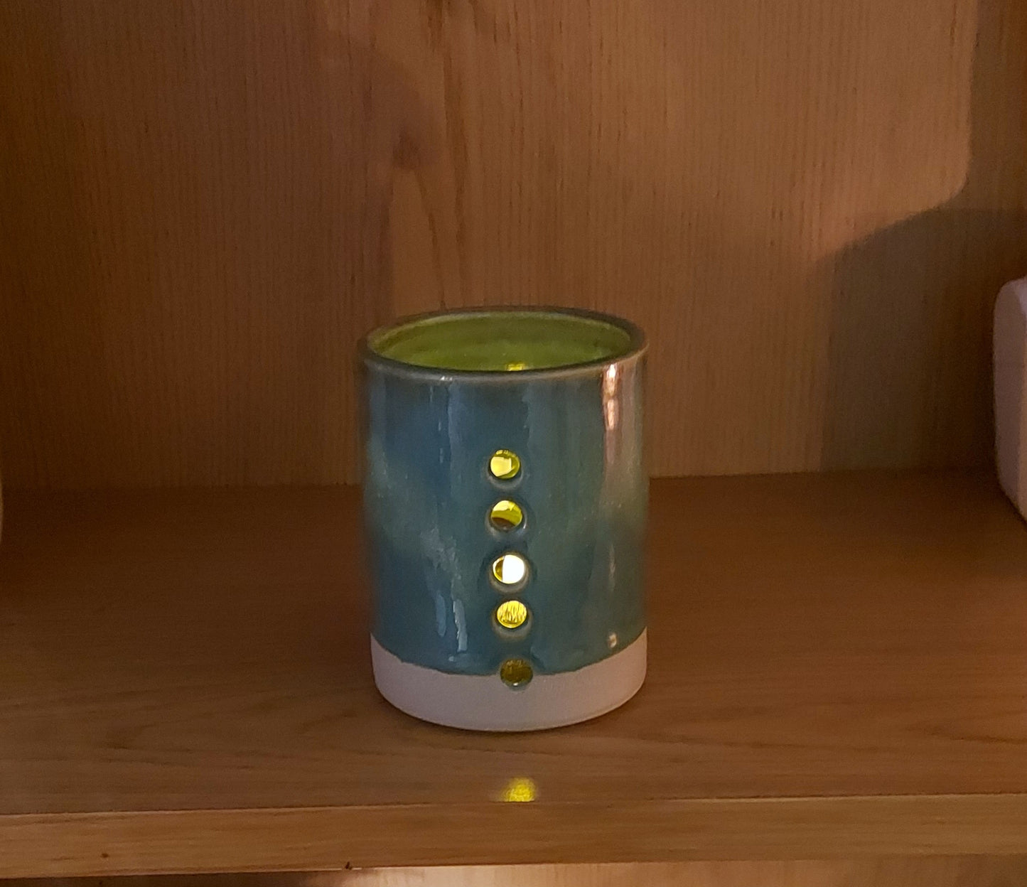 Hand thrown Pottery Tealight Holder - Marine Green - SUPER SECONDS FESTIVAL 2025