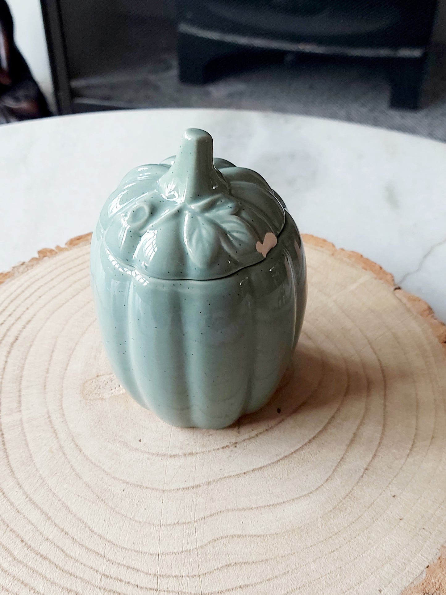 Ceramic Pumpkin Wax Burner *damaged* - Sage Green - SUPER SECONDS FESTIVAL 2025