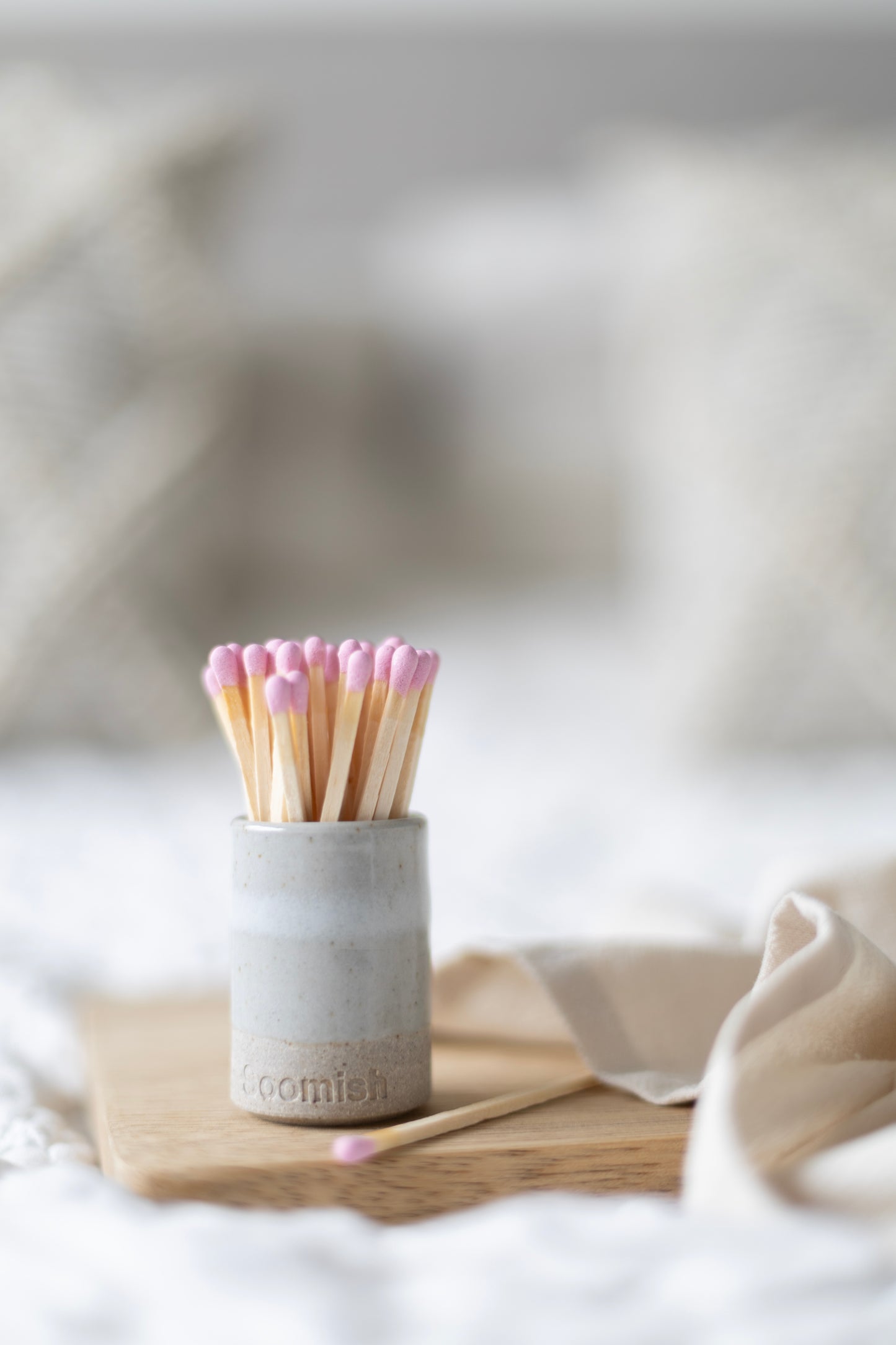Hand thrown Ceramic Match Pot - Grey Mist