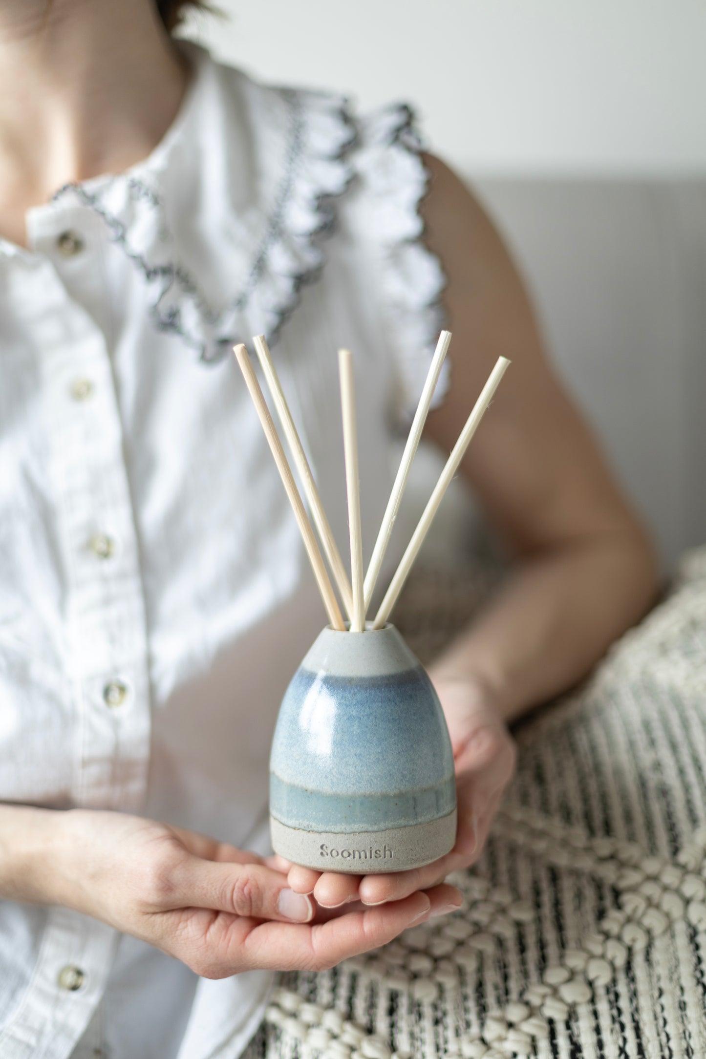 Hand thrown Ceramic Reed Diffuser - Blue Sky - SUPER SECONDS FESTIVAL 2025