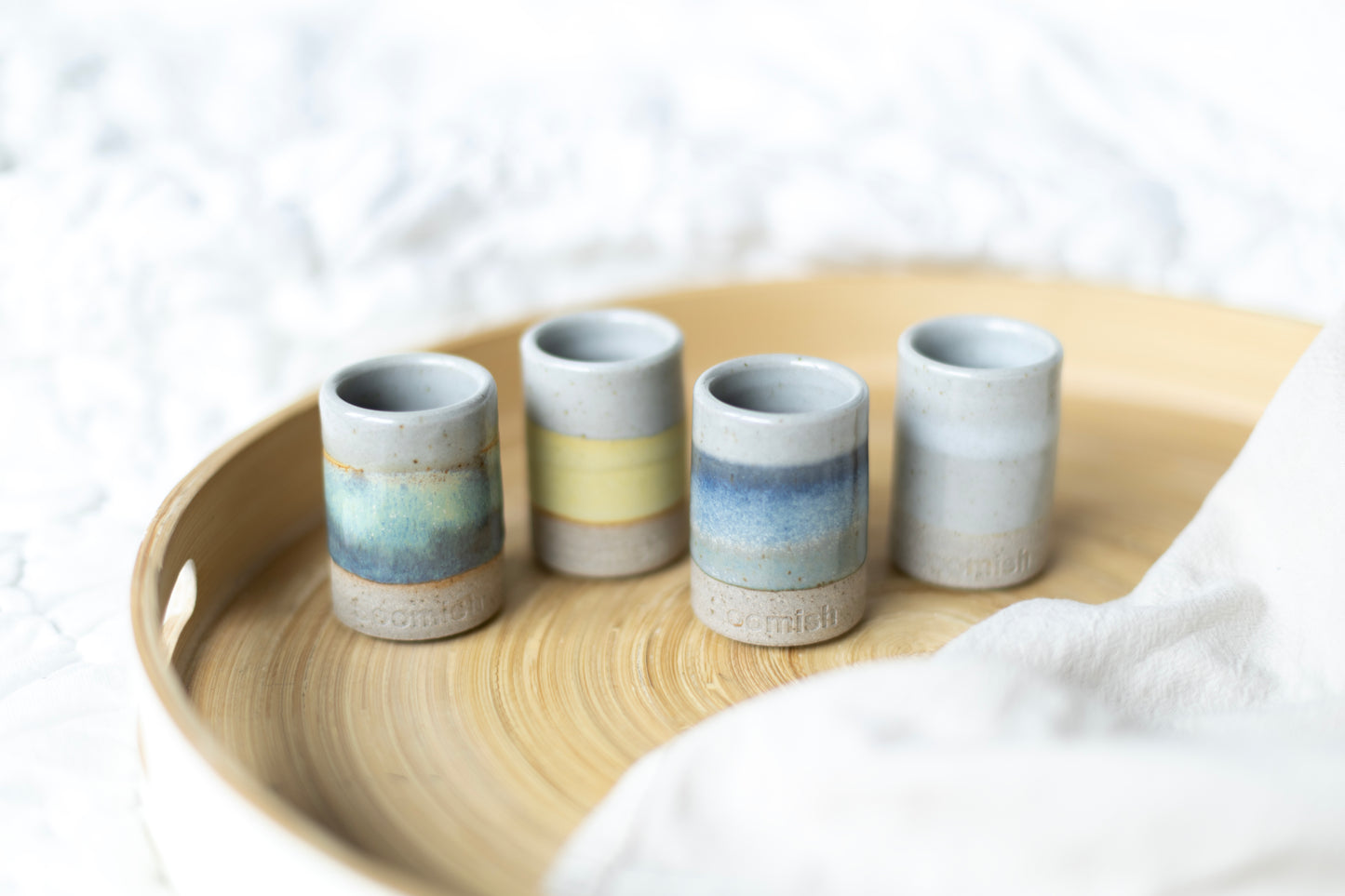 Hand thrown Ceramic Match Pot - Blue Sky