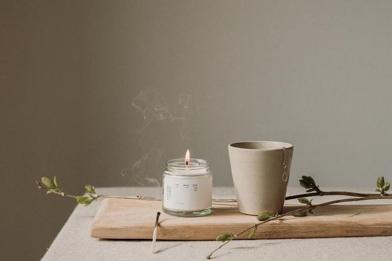 Black Amber + Lavender Scented Candle, Modern Soy Candle, Minimal Soy Candle, Handmade Soy Candle Vegan & Cruelty Free