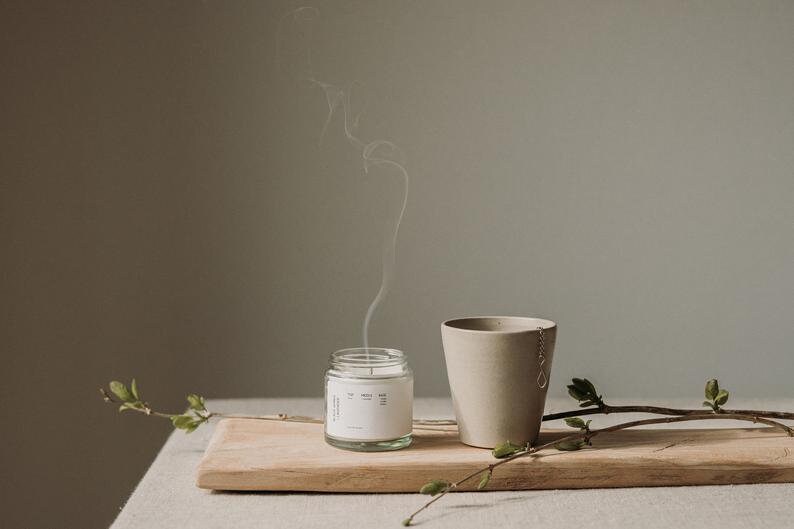 Black Amber + Lavender Scented Candle, Modern Soy Candle, Minimal Soy Candle, Handmade Soy Candle Vegan & Cruelty Free