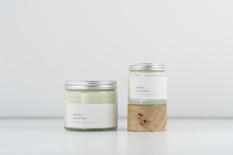 Herbs + Lavender Essential Oil Soy Candle | Naturally Scented Soy Wax Candle | 100% Natural Candle Vegan & Cruelty Free