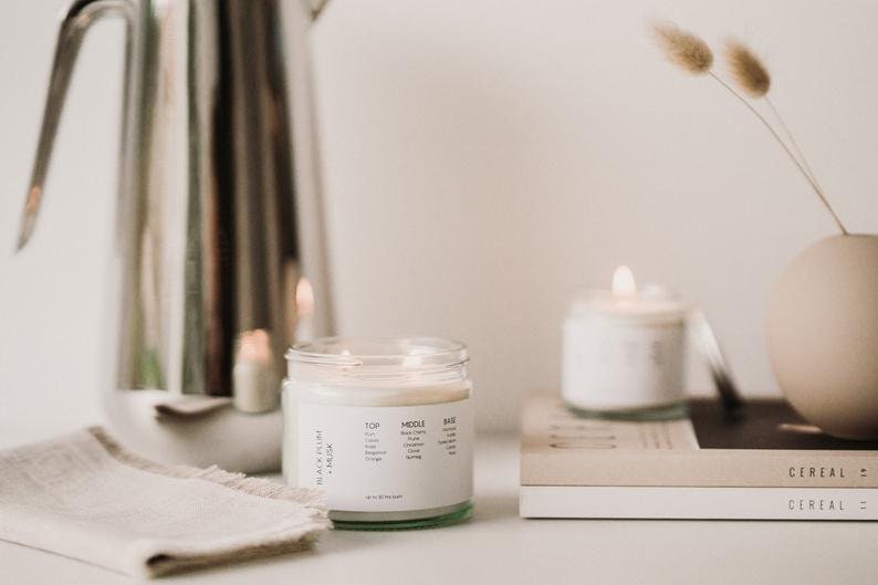 Black Plum And Musk Scented Candle, Handmade Soy Candle, Minimal Soy Candle, Modern Soy Candle Vegan & Cruelty Free