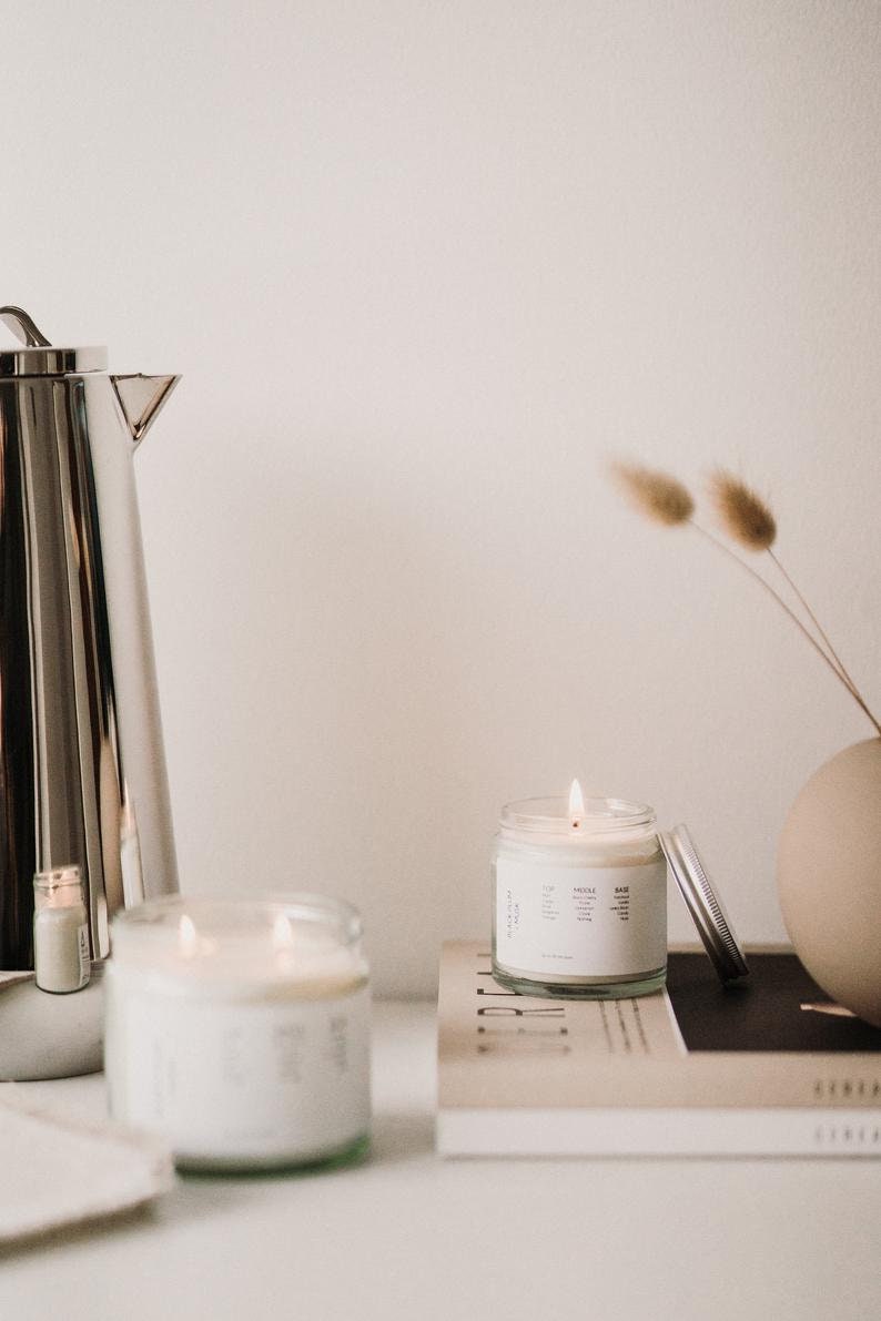Black Plum And Musk Scented Candle, Handmade Soy Candle, Minimal Soy Candle, Modern Soy Candle Vegan & Cruelty Free