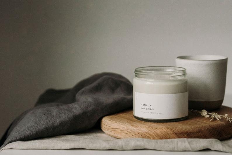 Herbs + Lavender Essential Oil Soy Candle | Naturally Scented Soy Wax Candle | 100% Natural Candle Vegan & Cruelty Free