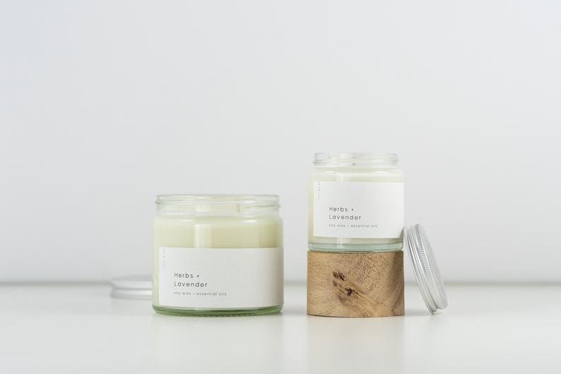 Herbs + Lavender Essential Oil Soy Candle | Naturally Scented Soy Wax Candle | 100% Natural Candle Vegan & Cruelty Free