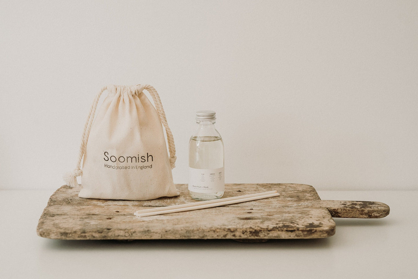 Black Plum + Musk Natural Reed Diffuser, Handmade Vegan & Cruelty Free