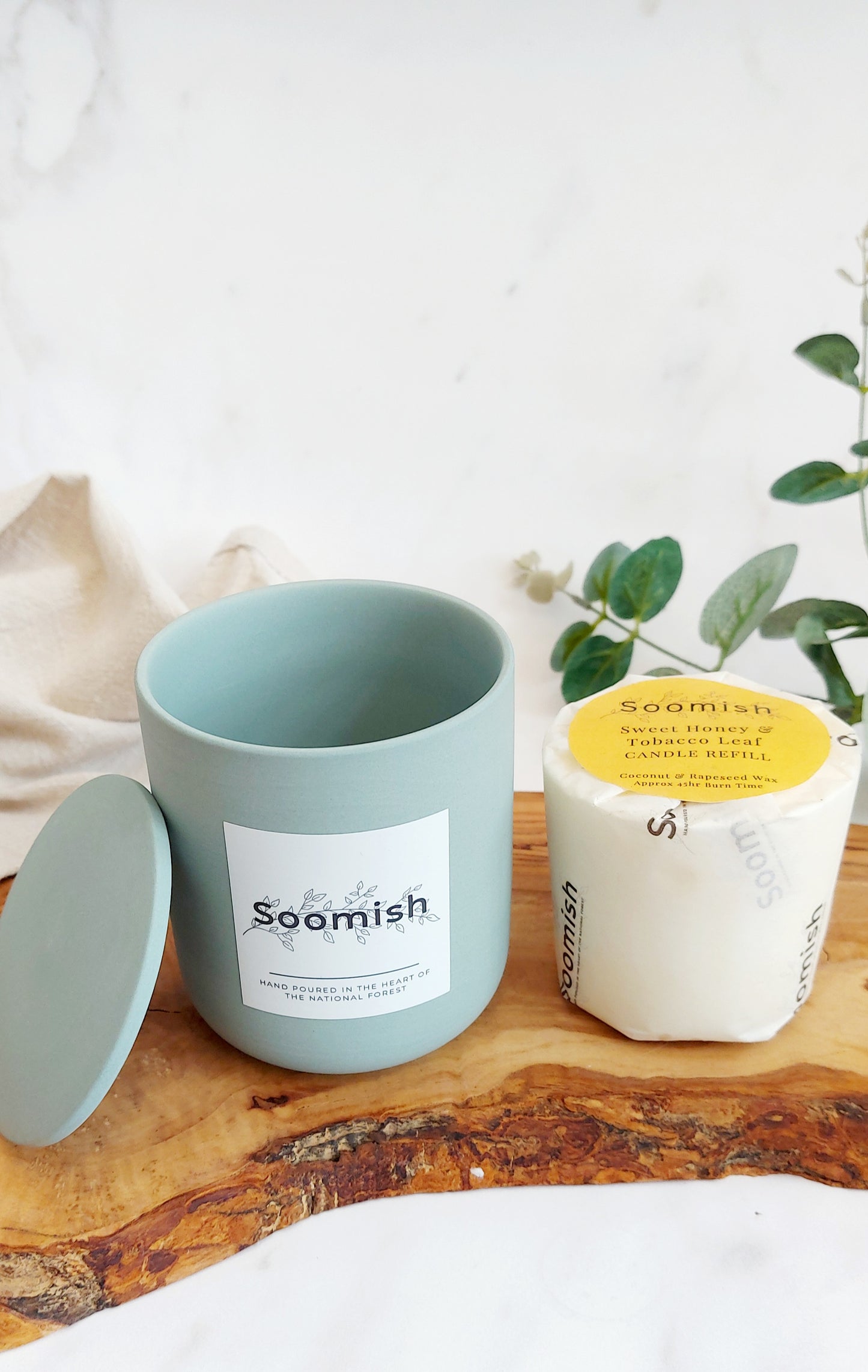 Refillable Candle Pot & Refill - Sage Green