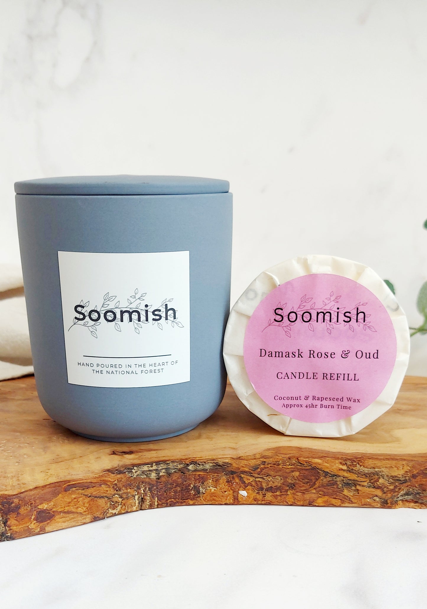 Refillable Candle Pot & Refill - Peacock Blue
