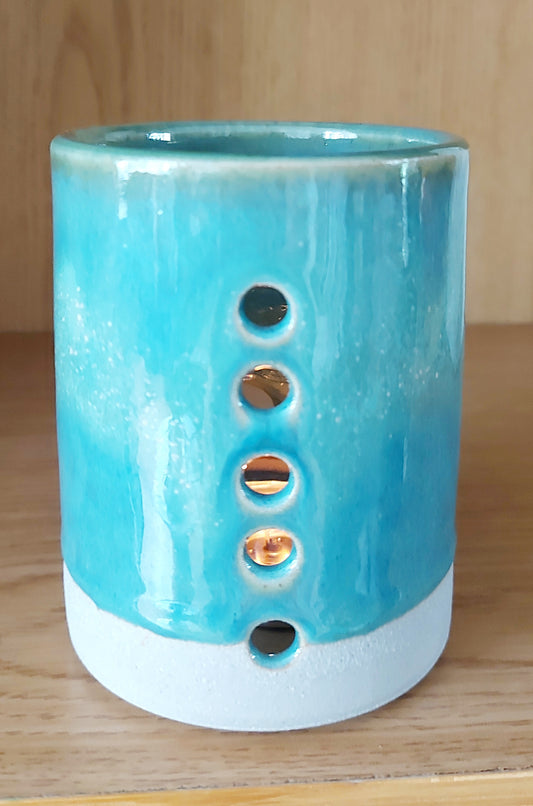 Hand thrown Pottery Tealight Holder - Marine Green - SUPER SECONDS FESTIVAL 2025