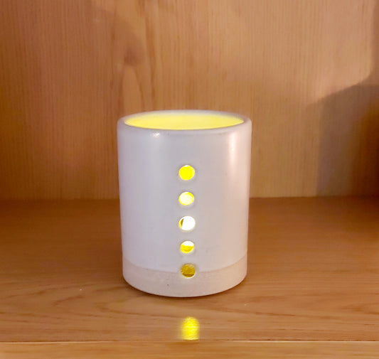Hand thrown Pottery Tealight Holder - Grey Mist - SUPER SECONDS FESTIVAL 2025