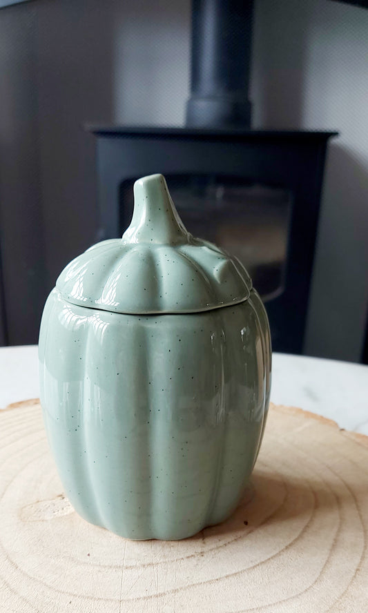 Ceramic Pumpkin Wax Burner *damaged* - Sage Green - SUPER SECONDS FESTIVAL 2025