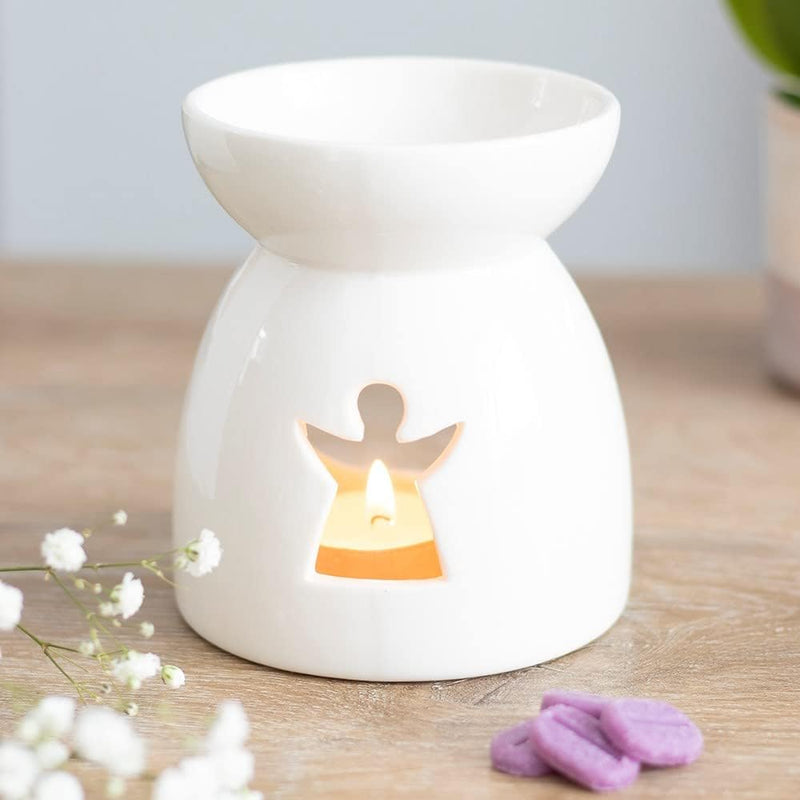 White Cut Out Angel Silhouette Wax Burner