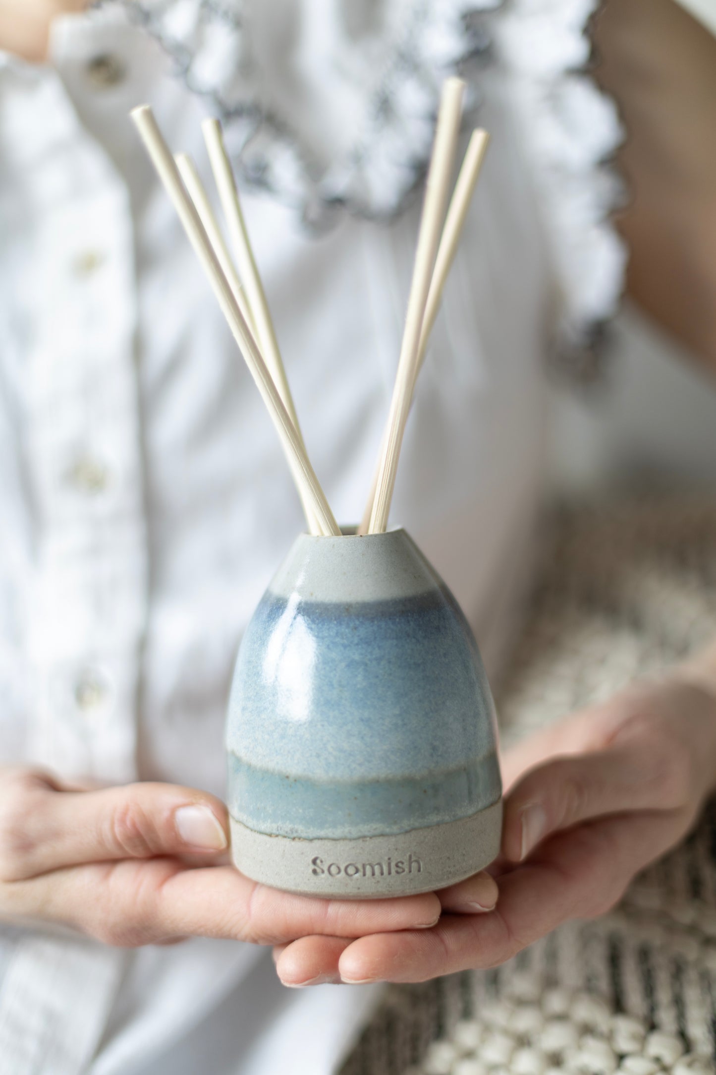 Hand thrown Ceramic Reed Diffuser - Blue Sky