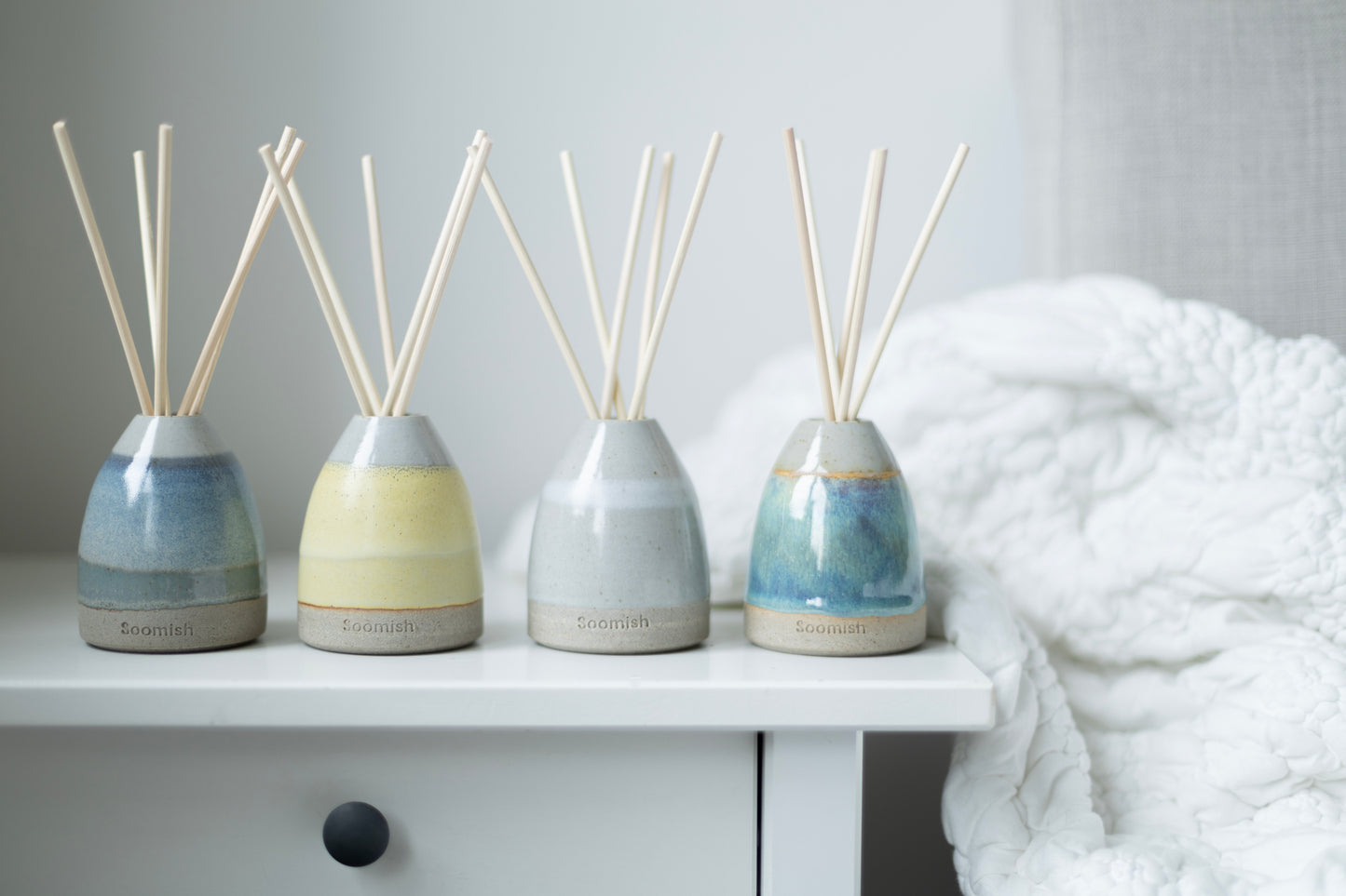 Hand thrown Ceramic Reed Diffuser - Grey Mist