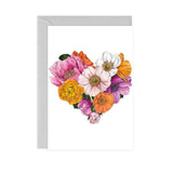 Floral Brights Heart Blank Greeting Card