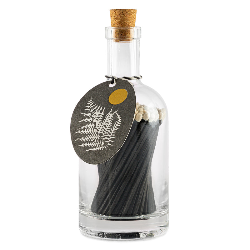 Black Fern Long Luxury Matches in Glass bottle by Archivist