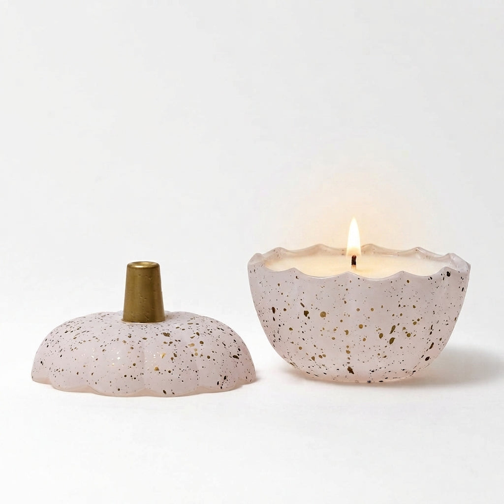 Glass Pumpkin Candle - White & Gold - Choice of fragrance