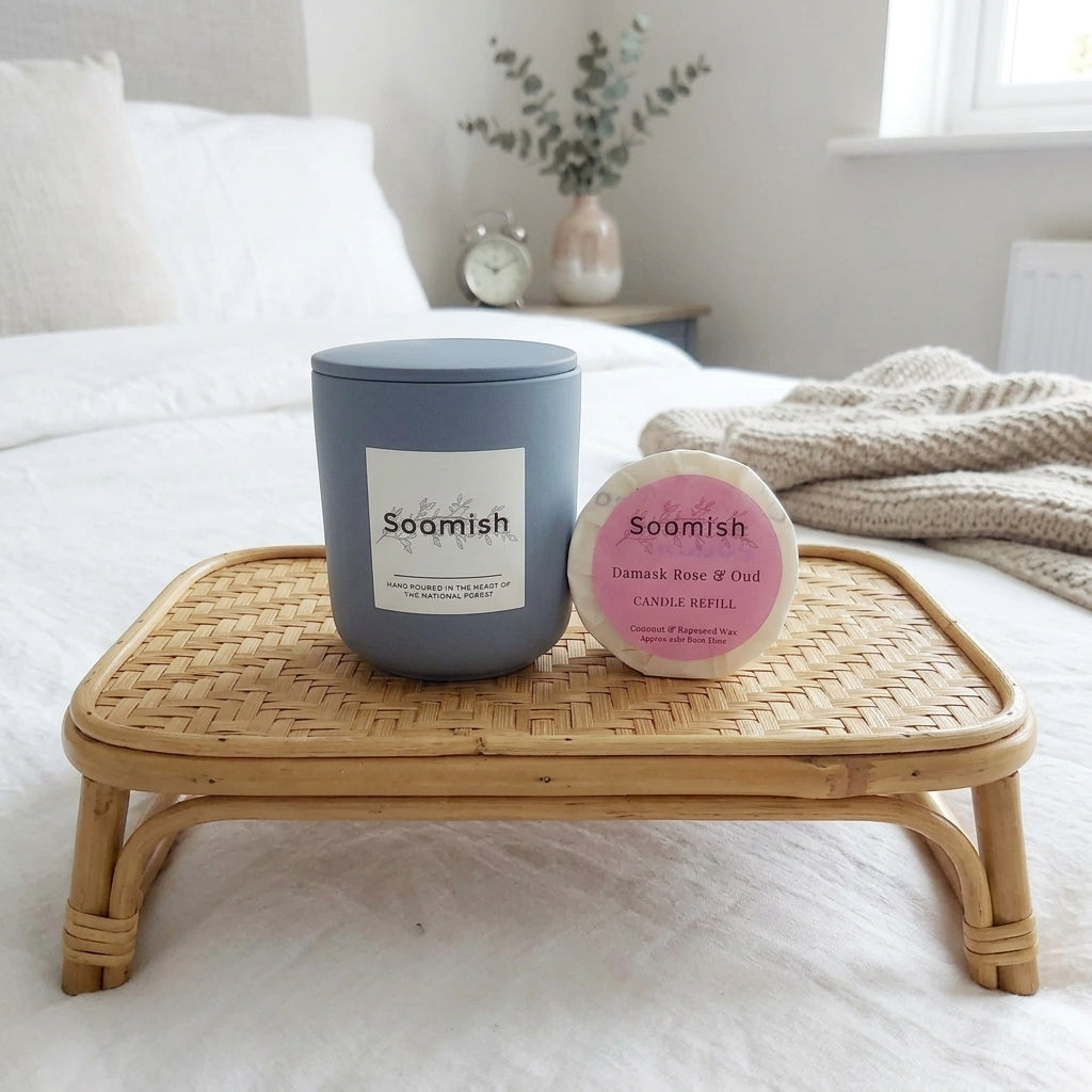 Refillable Candle Pot & Refill - Peacock Blue