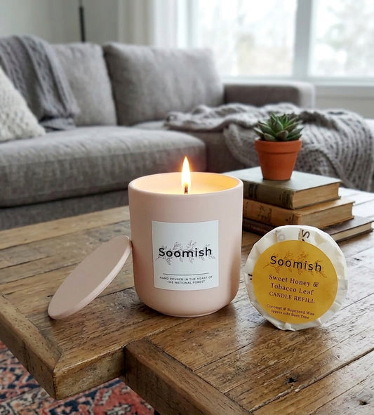 Refillable Candle Pot & Refill - Light Pink
