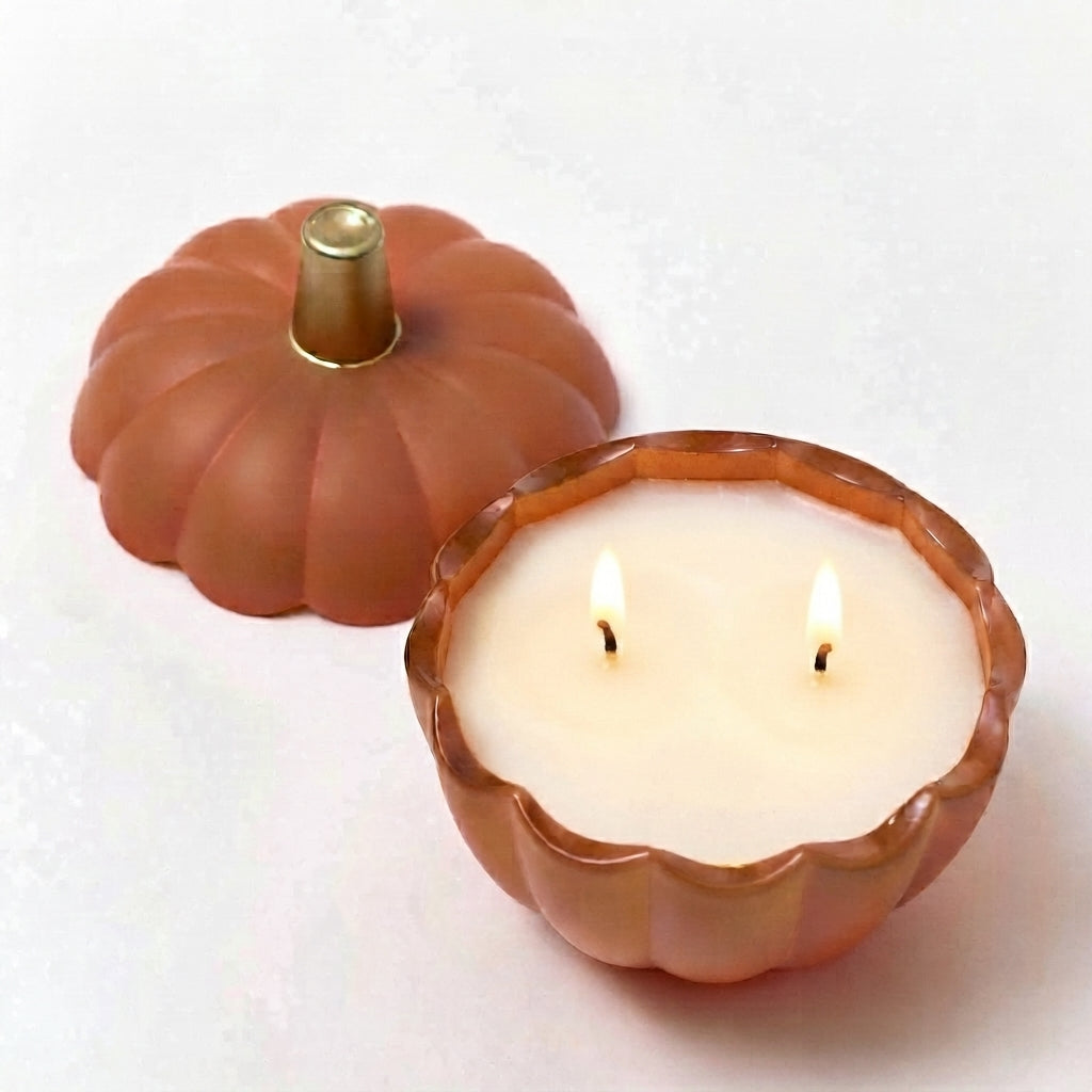 Glass Pumpkin Candle - Matte Orange - choice of fragrance