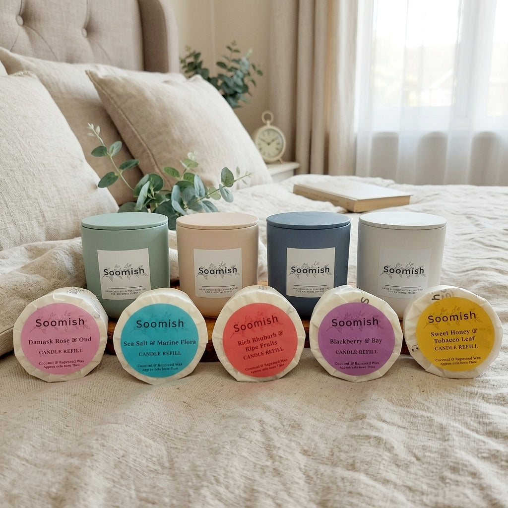 Refillable Candle Pot & Refill - Peacock Blue