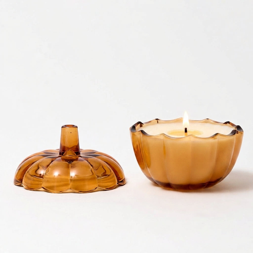 Glass Pumpkin Candle - Amber - choice of fragrance