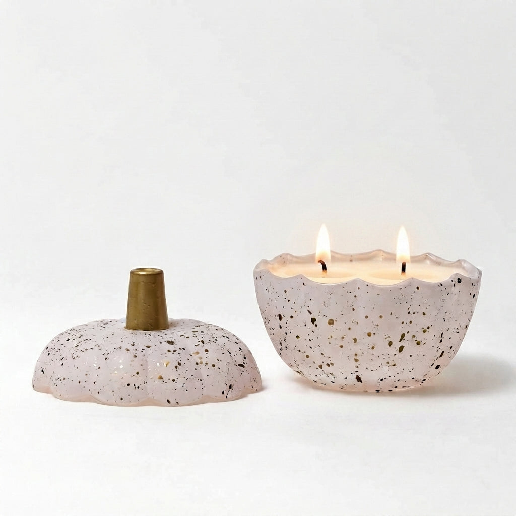 Glass Pumpkin Candle - White & Gold - Choice of fragrance