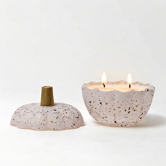 Glass Pumpkin Candle - White & Gold - Choice of fragrance