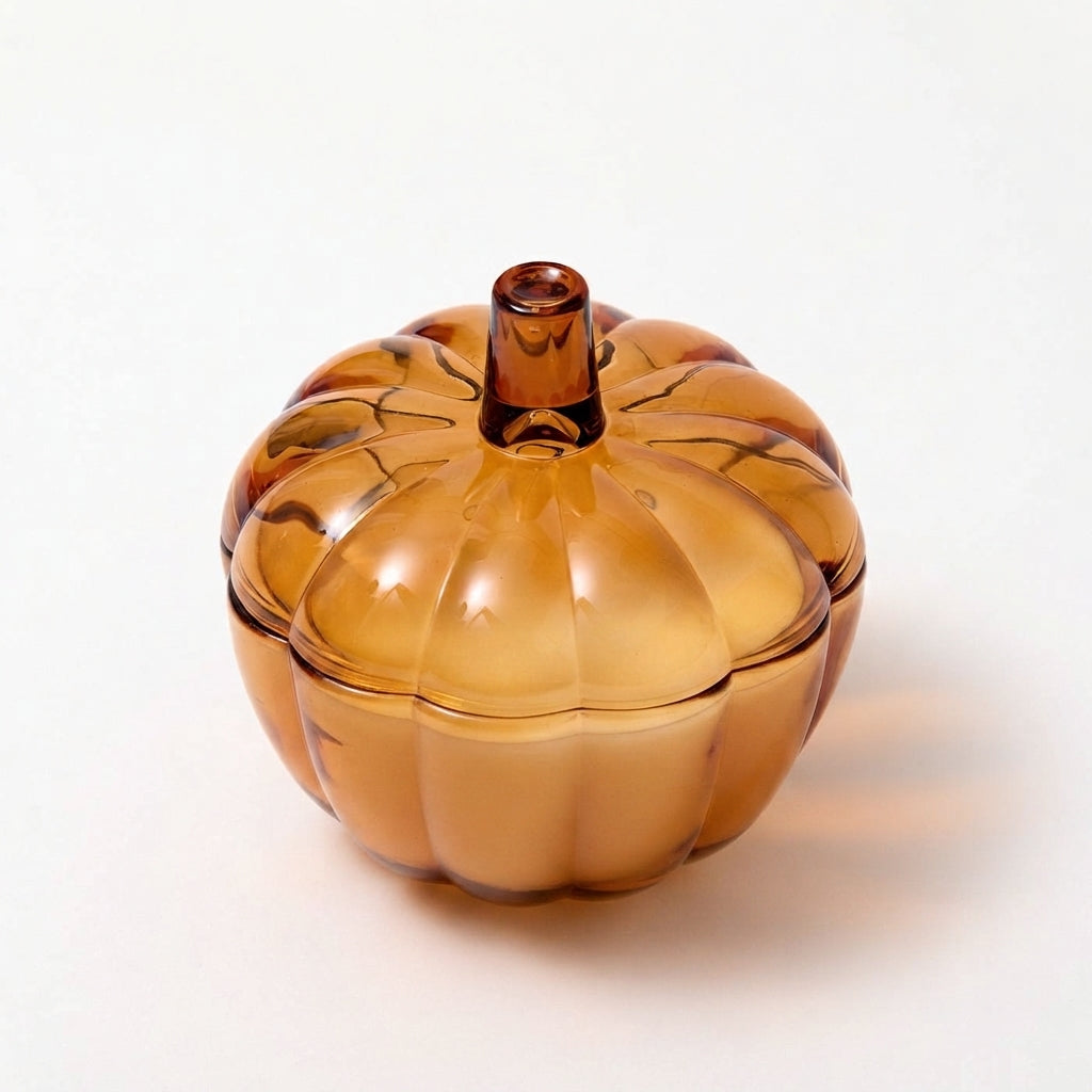 Glass Pumpkin Candle - Amber - choice of fragrance