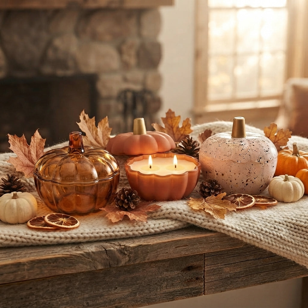 Glass Pumpkin Candle - White & Gold - Choice of fragrance