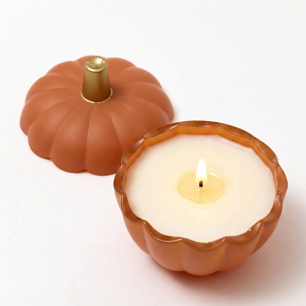 Glass Pumpkin Candle - Matte Orange - choice of fragrance