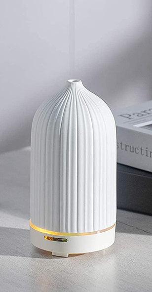 Striped Ceramic Electric Aromatherapy Diffuser - Chalk White - SUPER SECONDS FESTIVAL