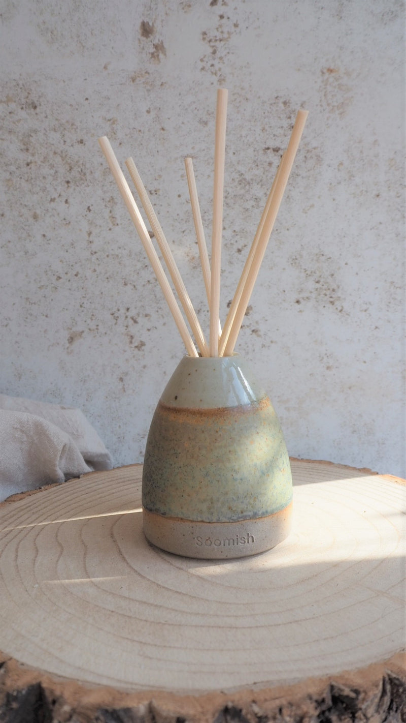 Hand thrown Ceramic Reed Diffuser - Moss Green