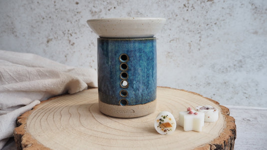 Hand thrown Pottery Wax Burner - Blue Sky