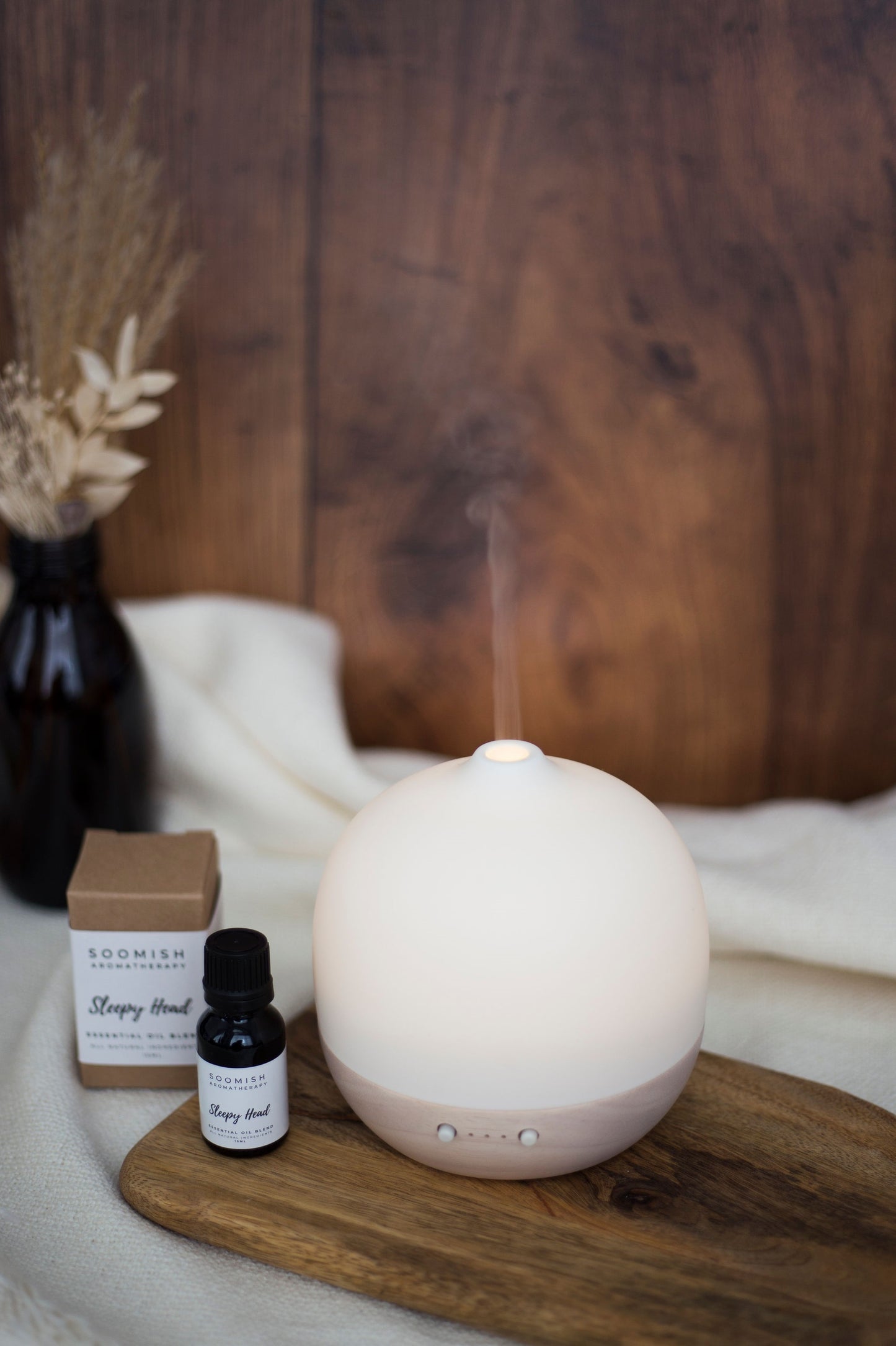 Ceramic & Wood Electric Aromatherapy Diffuser Lamp