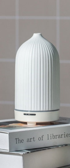 Striped Ceramic Electric Aromatherapy Diffuser - Chalk White