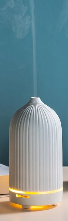 Striped Ceramic Electric Aromatherapy Diffuser - Chalk White