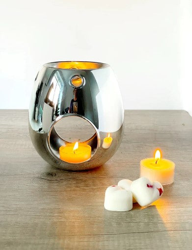 Glass Wax Melt Burners in Grey, Silver & Rose Gold