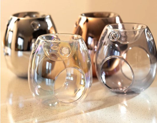 Glass Wax Melt Burners in Grey, Silver & Rose Gold